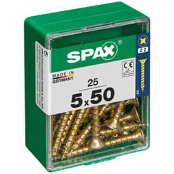Boîte 25 unités. vis a bois Spax cab. plat yellox 5.0x50mm Spax
