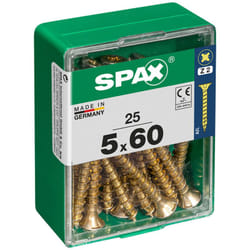 Boîte 25 unités. vis a bois Spax cab. plat yellox 5.0x60mm Spax