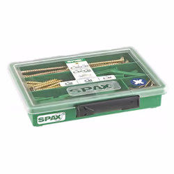 SPAX SPAX Assortiment petit, 130 unités, set de vis avec 4 dimensions + chevilles, 130 pièces, tête fraisée, empreinte crucif ...