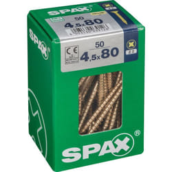 Lot de 50 vis acier tête fraisée pozidriv Diam.4.5 mm x L.80 mm - Spax