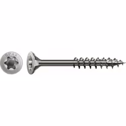 Spax Vis acier inoxydable, 3,5 x 40 mm, 200 unités, Filetage partiel, Tête fraisée, T-STAR plus T15, 4CUT, Acier inoxydable i ...