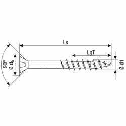 SPAX Vis universelle, 6 x 260 mm, 100 unités, Filetage partiel, Tête fraisée, T-STAR plus T30, 4CUT, WIROX - 0191010602605