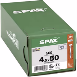 Vis universelle tête fraisée Torx filetage total WIROX 4,5X50 boîte de 500 - SPAX - 1191010450505