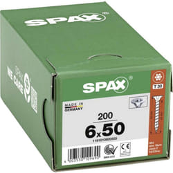 Vis bois Tête fraisée tf torx T20 6X50 Filetage total WIROX-200 pièces - Spax