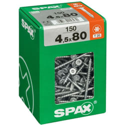 Spax - Lot de 150 vis acier tête fraisée torx Diam.4.5 mm x L.80 mm