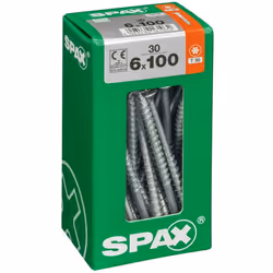 Lot de 30 vis acier tête fraisée torx SPAX, Diam.6 mm x L.100 mm