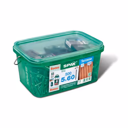SPAX Vis de terrasse jeu de bonus, 5 x 60 mm, 500 unités, Filetage de fixation, Tête cylindrique, T-STAR plus T25, Pointe CUT, Acier inoxydable inoxydable A2 - 4507000500629