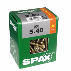 Lot de 100 vis acier tête fraisée torx SPAX, Diam.5 mm x L.40 mm