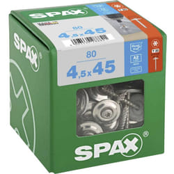 4587000450456 Vis de ferblantier 4.5 mm 45 mm t-star plus acier inoxydable A2 80 pc(s) - Spax