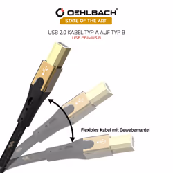 OEHLBACH USB Primus B câble USB 0,5 m USB 2.0 USB A USB B Noir, Or