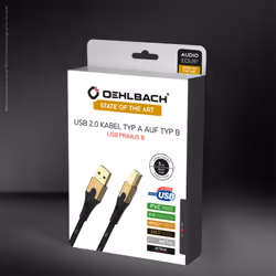 OEHLBACH USB Primus B câble USB 7,5 m USB 2.0 USB A USB B Noir, Or - Vue supplémentaire 4