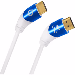 OEHLBACH D1C42538, 3 m, HDMI Type A (Standard), HDMI Type A (Standard), Compatibilité 3D, 48 Gbit/s, Bleu, Blanc