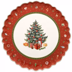 Villeroy & Boch 1485852200, Assiette à dessert, Rond, Porcelaine, Rouge, Blanc, 33 cm, 1,02 kg