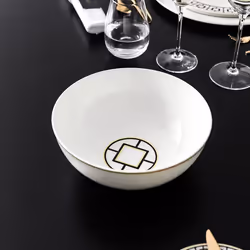 Villeroy & Boch MetroChic, Saladier, Rond, Porcelaine, Noir, Or, Blanc, Service, MetroChic
