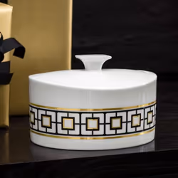 Villeroy & Boch 1044838230 pot Ovale Porcelaine Noir, Or, Blanc