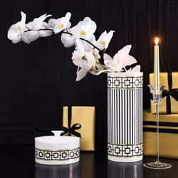 Villeroy & Boch 1044838230 pot Ovale Porcelaine Noir, Or, Blanc