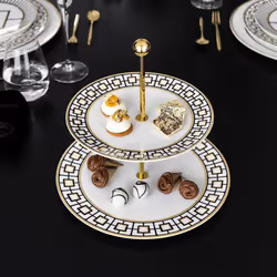Villeroy & Boch 1044837880 Plat de service Porcelaine Noir, Or, Blanc Rond Plat à gâteau