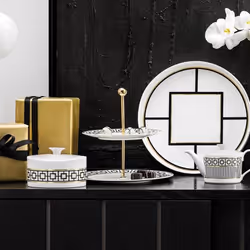 Villeroy & Boch 1044837880 Plat de service Porcelaine Noir, Or, Blanc Rond Plat à gâteau