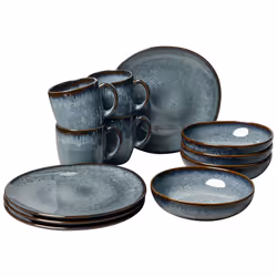 Villeroy & Boch Lave, 4 personne(s), Argile, Gris, Lave, Rond, 12 pièce(s)