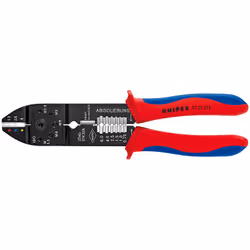 Knipex 97 21 215, Pince à sertir, Acier, Plastique, Bleu, Rouge, 230 mm, 224 g