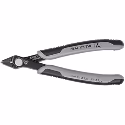 Knipex 78 61 125 ESD, Pince diagonale, 9 mm, 1,6 mm, Acier inoxydable, Acier, Plastique, Noir, Gris