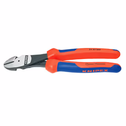 Knipex 74 22 200, Pince diagonale, Résistant aux chocs, Diélectrique, Sulfate de chondroïtine, Plastique, Bleu, Rouge, 200 mm