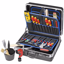 La boîte à outils équipée est parfaite pour les apprentis. Elle dispose d'un cadre en aluminium robuste avec une poignée ergo ...
