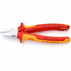 Knipex 70 06 180 T, Pince diagonale, Chrome, Métal, Plastique, Rouge, Jaune, 65 mm, 180 mm