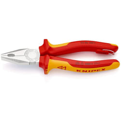Knipex pince universelle avec oeillet de fixation chromée, isolée avec gaines multi-composants, testée VDE avec oeillet de fixation isolé intégré