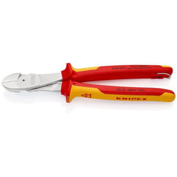 Knipex - Pince coupante latérale de force avec oeillet de fixation chromée, isolée avec gaines multi-composants, testée vde avec oeillet de fixation