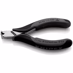 Knipex 64 02 115 ESD, Coupe-câbles manuel, Noir, Acier inoxydable, 1,6 cm, 2 mm, DIN ISO 9654, DIN EN 61 340-5, 130 mm