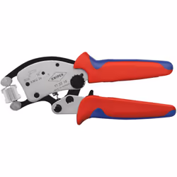 97 53 18 SB KNIPEX Twistor16® Tête de sertissage rotative à 360°, avec 8 positions d’enclenchement. Profil à sertir carré, pl ...
