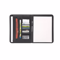 Wedo 58 6401, Cuir, Noir, A4, 3 pochettes, Carte de visite, Papier, 250 mm