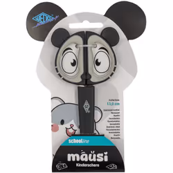 WEDO MAUSI CISEAUX POUR ENFANT 13 CM - CISEAUX DE BRICOLAGE NOIR/GRIS AVEC POIGNÉE SOUPLE ET POINTE RONDE