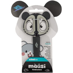 Mausi ciseaux pour enfant 13 cm - ciseaux de bricolage noir/gris avec poignée souple et pointe ronde 736006 - Wedo