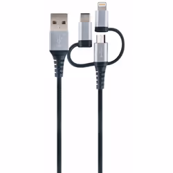 Schwaiger LKU 100, 1,5 m, USB A, Micro-USB B, USB 2.0, 480 Mbit/s, Noir, Argent