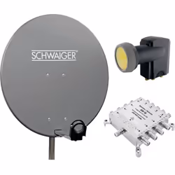 Informations techniques Contenu du pack (systèmes SAT) : LNB, multiswitch, antenne SAT Couleur : anthracite Dimensions fixati ...