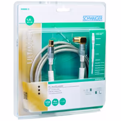 Schwaiger KVKWHD15 531 câble coaxial 1,5 m IEC 169-2 Transparent, Blanc