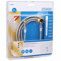 Schwaiger KVCWHD30 532 câble coaxial 3 m F Transparent, Blanc