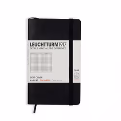 Leuchtturm 329869, Monochromatique, Noir, A6, 80 g/m², Papier quadrillé, Couverture souple