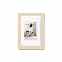 Profilé of bloc of bois, grainé, Verre transparent, With bevel-cut passe-partout, Design moderne.