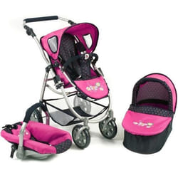 La poussette pour poupées combinée 3 en 1 EMOTION ALL IN - Marine et rose à pois