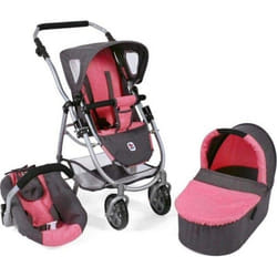 Poussette pour poupées 3 en 1 EMOTION - anthracite-rose