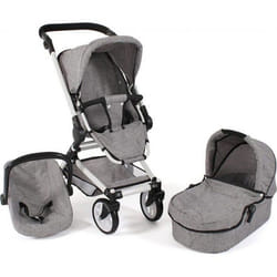 Bayer Chic 2000 Poussette Combinée Fides 3 En 1 Melange Gris