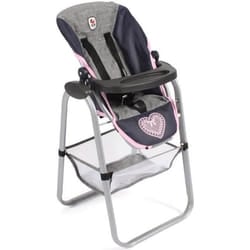 Chaise haute pour poupées bleu foncé - anthracite - rose