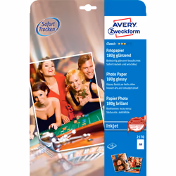 Avery A4 Double Sided Photo Quality Glossy Inkjet Paper - 2570 180g, Impression à jet d'encre, A4 (210x297 mm), Gloss, 180 g/ ...