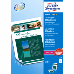 Avery Premium Colour Laser Photo Paper 120 g/m², Impression laser, A4 (210x297 mm), Gloss, 120 g/m², Blanc, FSC Mix Credit