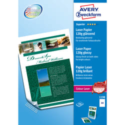 Avery Premium Colour Laser Photo Paper 120 g/m² papier jet d'encre A4 (210x297 mm) Gloss Blanc