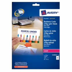 Avery C32026-10, Laser, Papier, Satin, 270 g/m², 85 mm, 54 mm