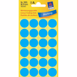 Avery Pastilles de couleur, bleu, Ø 18,0 mm, Adhésif permanent, Bleu, Cercle, Papier, 1,8 cm, 96 pièce(s), 24 pièce(s)